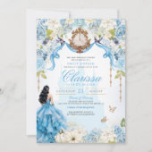 Lichtblauw en Goud Assepoester Prinses Zoet 16 Kaart (Voorkant)