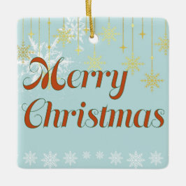 Lichtblauw en goud prettig kerstfeest keramisch ornament