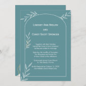 Lichtblauw en gouden blad bruiloft kaart (Voorkant / Achterkant)