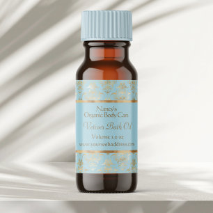 Lichtblauw en gouden folie demask cosmetica label