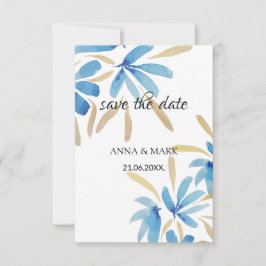 Lichtblauw en gouden Waterverf bloemen