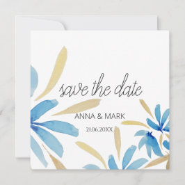 Lichtblauw en gouden Waterverf bloemen