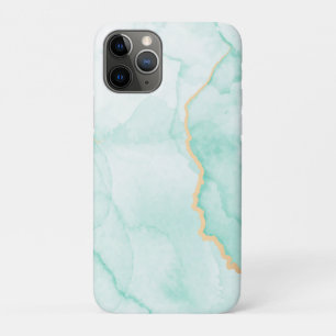 Lichtblauw en gouden waterverf marmeren golvend Case-Mate iPhone case