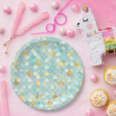 Lichtblauw en gouden Zeemeerminnen Papieren Bordje (Feest)