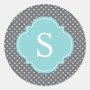 Lichtblauw en Grijs Polka Dots Patter Ronde Sticker