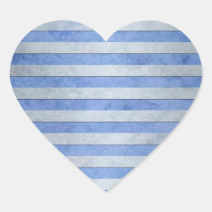 Lichtblauw en grijs waterverf strepenpatroon hart sticker