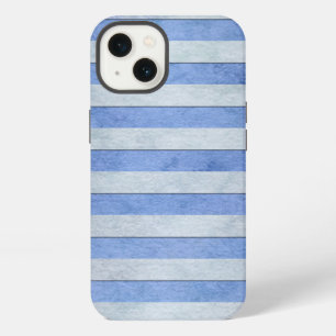 Lichtblauw en grijs waterverf strepenpatroon iPhone 13 hoesje