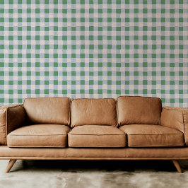 Lichtblauw en groen geruit geruite plaid behang