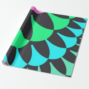 Lichtblauw en groene schalen cadeaupapier