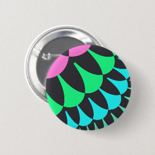 Lichtblauw en groene schalen ronde button 5,7 cm
