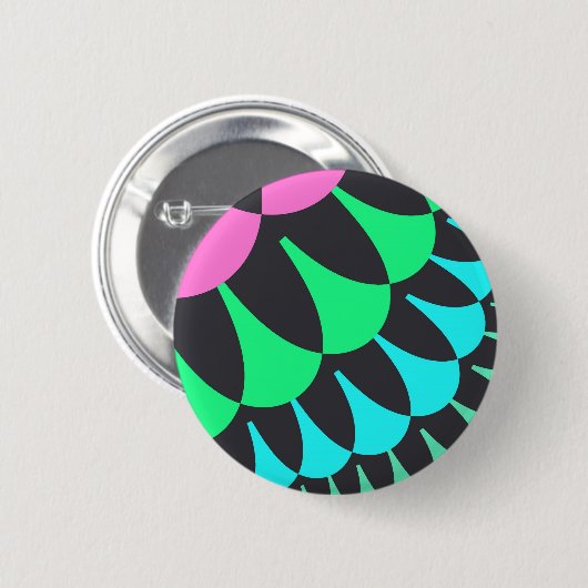 Lichtblauw en groene schalen ronde button 5,7 cm (Voorkant /achterkant)