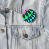 Lichtblauw en groene schalen ronde button 5,7 cm (In situ)