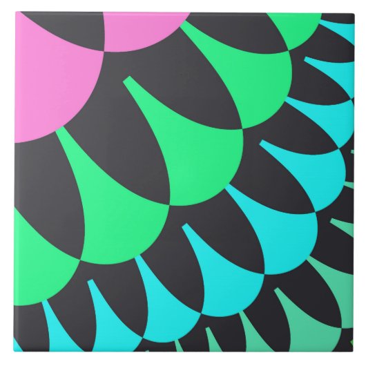 Lichtblauw en groene schalen tegeltje (Voorkant)