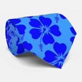 Lichtblauw en koningsblauwe hibiscus stropdas (Opgerold)