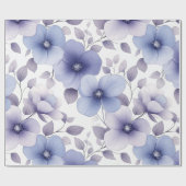 Lichtblauw en Lavendel Waterverf Bloemen Cadeaupapier (Vlak)