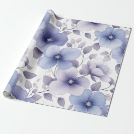 Lichtblauw en Lavendel Waterverf Bloemen Cadeaupapier