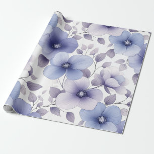 Lichtblauw en Lavendel Waterverf Bloemen Cadeaupapier