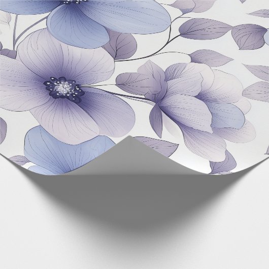 Lichtblauw en Lavendel Waterverf Bloemen Cadeaupapier (Hoek)