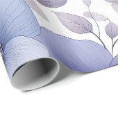 Lichtblauw en Lavendel Waterverf Bloemen Cadeaupapier (Rol Hoek)
