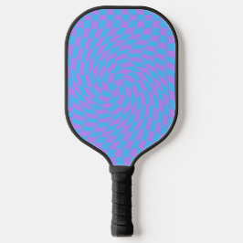 Lichtblauw en Lavendel Waved Geruite Patroon Pickleball Paddle