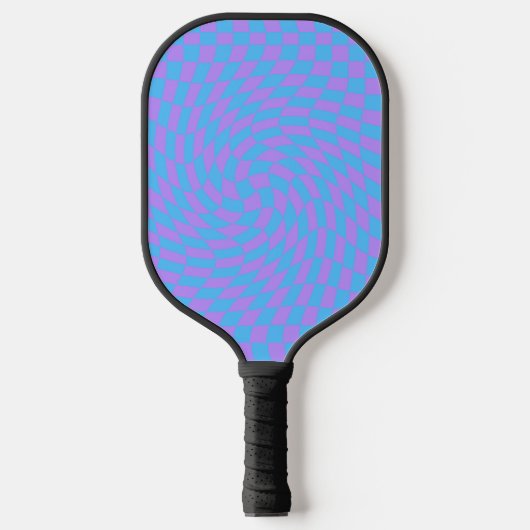 Lichtblauw en Lavendel Waved Geruite Patroon Pickleball Paddle (Voorkant)