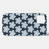 Lichtblauw en marineblauw retro bloem Case-Mate iPhone case (Achterkant (horizontaal))