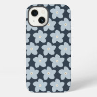 Lichtblauw en marineblauw retro bloem