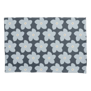 Lichtblauw en marineblauw retro bloem kussensloop