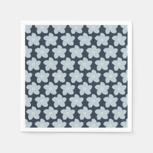 Lichtblauw en marineblauw retro bloem servet