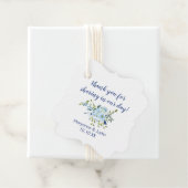 Lichtblauw en marineblauw Waterverf Bloemenbruilof Bedankjes Labels (In situ)