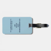 Lichtblauw en marineschrift Laurel Wreatmonogram Bagagelabel (Achterkant horizontaal)