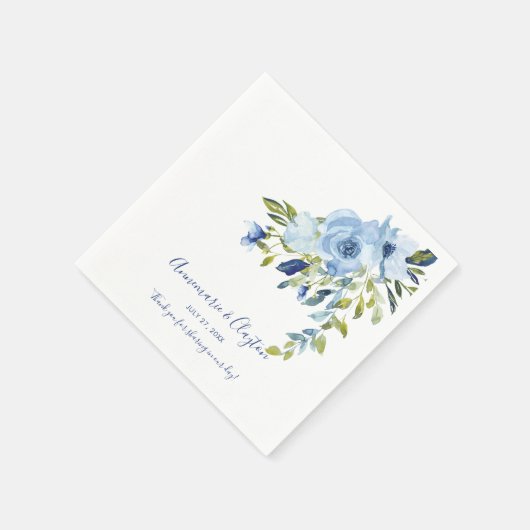 Lichtblauw en Navy Bloemenontvangst | Servet (Hoek)