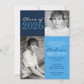Lichtblauw en Navy Classic 2 Foto Afstuderen Kaart (Voorkant)