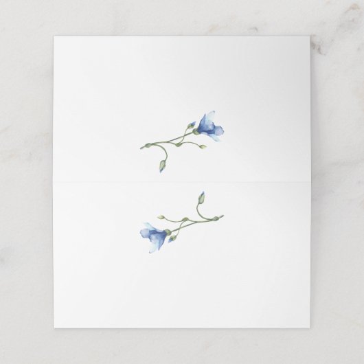 Lichtblauw en Navy Waterverf Bloemen | Plaatskaartje (Buitenkant ongevouwen)
