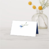 Lichtblauw en Navy Waterverf Bloemen | Plaatskaartje (Achterkant)