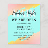 Lichtblauw en perzik roze kapsalon flyer (Voorkant)