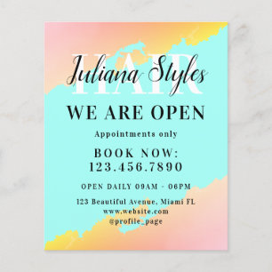 Lichtblauw en perzik roze kapsalon flyer
