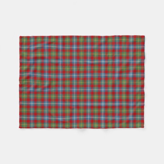 Lichtblauw en rood Foster Clan Ancient Tartan Fleece Deken (Voorkant (Horizontaal))