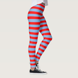 Lichtblauw en rood gestreepte leggings