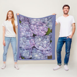 Lichtblauw en roze hydrangea fleece Blanket