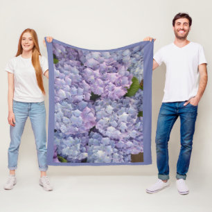 Lichtblauw en roze hydrangea fleece Blanket Deken