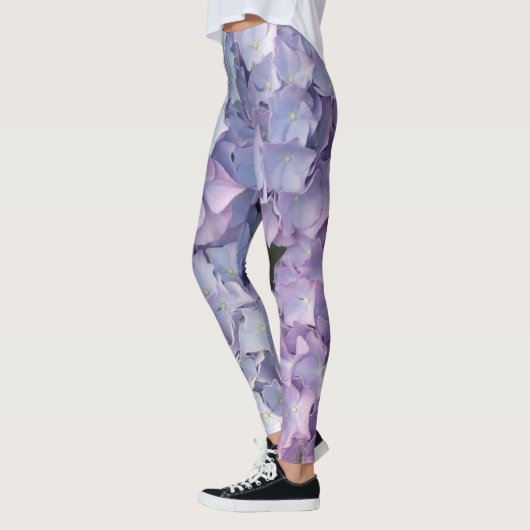 Lichtblauw en roze hydrangea Legging (Links)