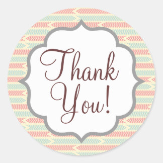 Lichtblauw en Roze Pijlpatroon Ronde Sticker