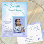 Lichtblauw en Turquoise, Koets Quinceañera Kaart
