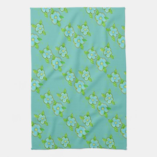 Lichtblauw en turquoise theedoek (Verticaal)