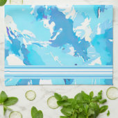 Lichtblauw en Wit Abstract met gestreept Theedoek (Gevouwen)