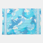 Lichtblauw en Wit Abstract met gestreept Theedoek (Horizontaal)