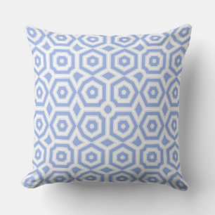 Lichtblauw en wit art deco geometrisch patroon kussen