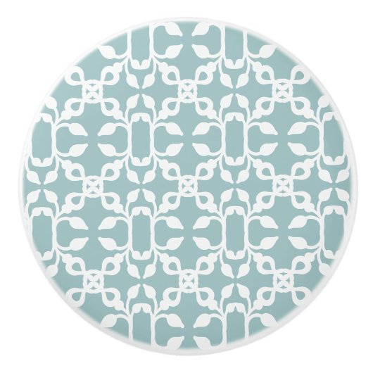 Lichtblauw en wit Art Deco moderne keramische knop (Voorkant)