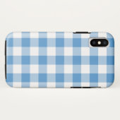 Lichtblauw en wit Buffalo Plaid iPhone X Hoesje (Achterkant (horizontaal))